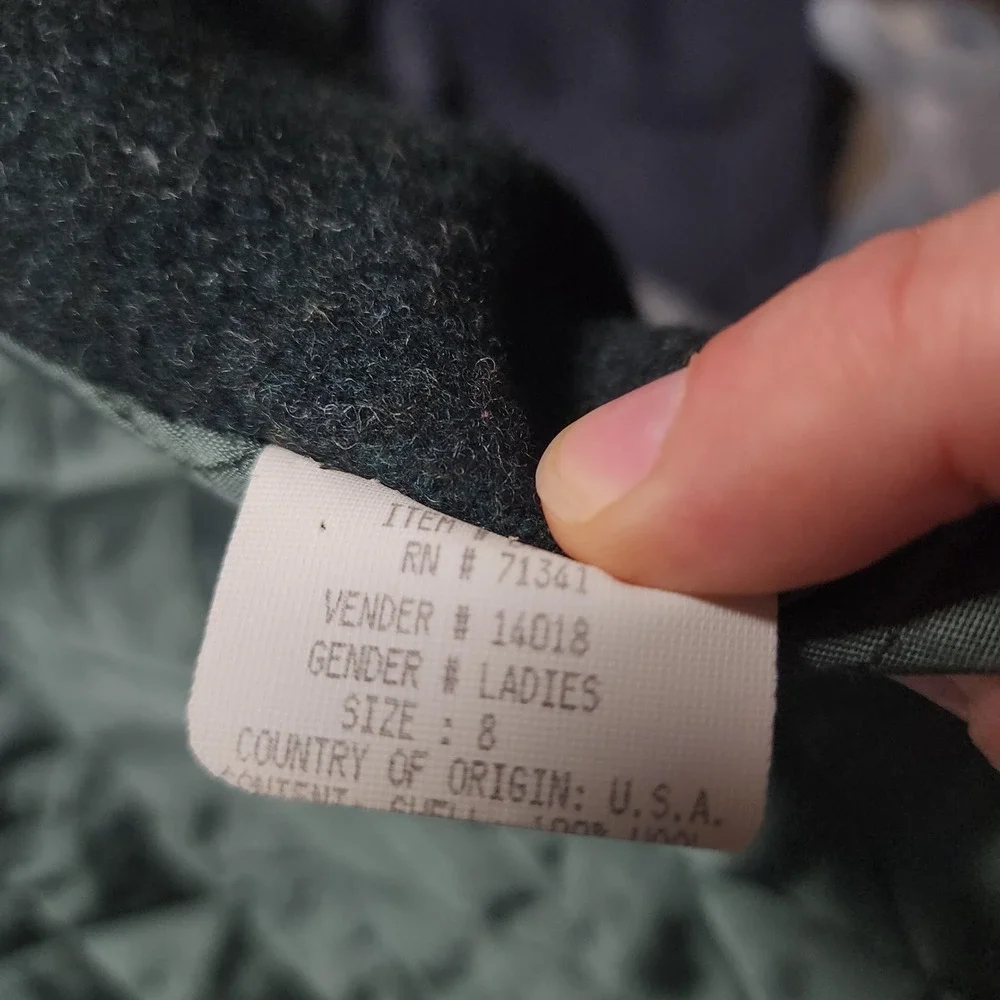 Vintage LL Bean Coat Womens 8 Green Wool Hooded Toggle Fur Trim Lined Long - Picture 3 of 15